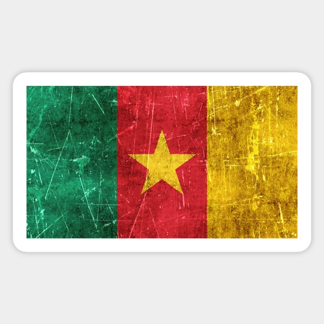 Vintage Aged and Scratched Cameroon Flag Sticker by jeffbartels